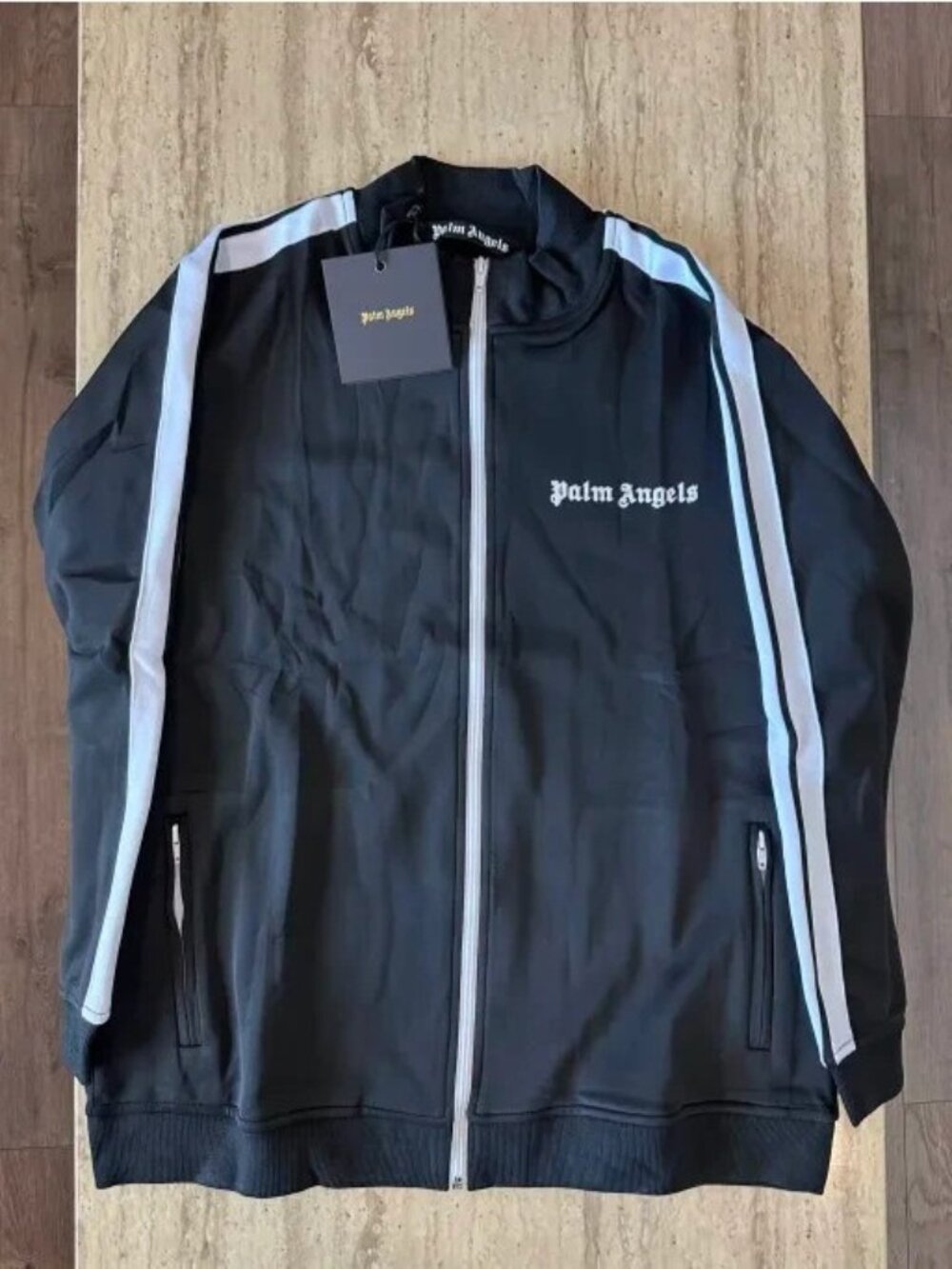 🔥Palm Angels 🔥 Black Tracksuit Jacket Black/White - Size: X-Large